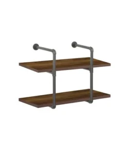 Dakota™ 36"W X 14"D Bourbon Thick 2-Shelf Pipe Wall Shelf