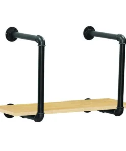 Dakota™ 10" Black Pipe 1-Shelf Bracket - 2 Pack -Dakota Store 49602 Shelf golden oak