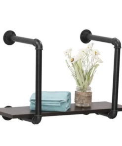 Dakota™ 10" Black Pipe 1-Shelf Bracket - 2 Pack -Dakota Store 49602 WithItems