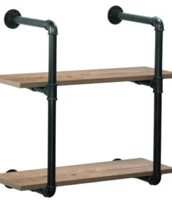 Dakota™ 10" Black Pipe 2-Shelf Bracket - 2 Pack -Dakota Store 49606 Shelves cottage