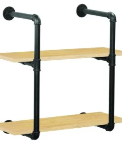 Dakota™ 10" Black Pipe 2-Shelf Bracket - 2 Pack -Dakota Store 49606 Shelves golden oak