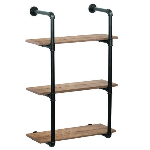 Dakota™ 10" Black Pipe 3-Shelf Bracket - 2 Pack Dakota™ 10" Black Pipe 3-Shelf Bracket - 2 Pack -Dakota Store 49610 Shelves cottage