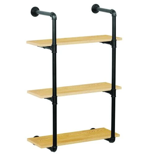 Dakota™ 10" Black Pipe 3-Shelf Bracket - 2 Pack Dakota™ 10" Black Pipe 3-Shelf Bracket - 2 Pack -Dakota Store 49610 Shelves golden oak