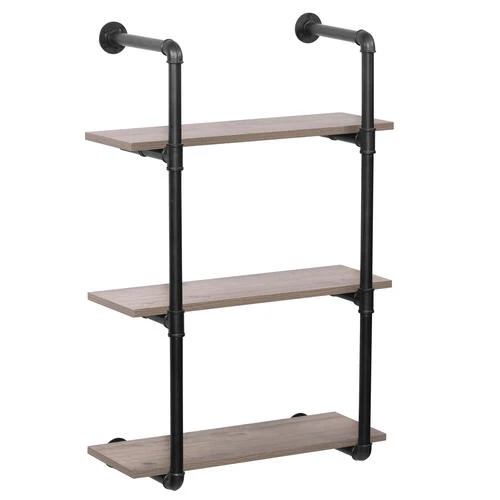 Dakota™ 10" Black Pipe 3-Shelf Bracket - 2 Pack Dakota™ 10" Black Pipe 3-Shelf Bracket - 2 Pack -Dakota Store 49610 Shelves