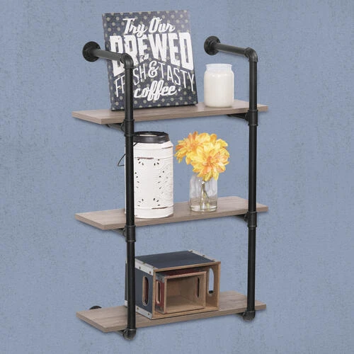 Dakota™ 10" Black Pipe 3-Shelf Bracket - 2 Pack Dakota™ 10" Black Pipe 3-Shelf Bracket - 2 Pack -Dakota Store 49610 WithItems Background