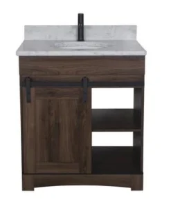 Dakota™ Sliding Barn Door 30"W X 21-5/8"D Bourbon Bathroom Vanity Cabinet