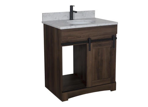 Dakota™ Sliding Barn Door 30"W X 21-5/8"D Bourbon Bathroom Vanity Cabinet 4 Dakota™ Sliding Barn Door 30"W X 21-5/8"D Bourbon Bathroom Vanity Cabinet - Image 4
