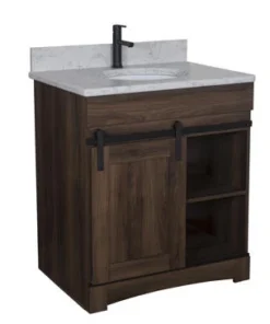 Dakota™ Sliding Barn Door 30"W X 21-5/8"D Bourbon Bathroom Vanity Cabinet 11 Dakota™ Sliding Barn Door 30"W X 21-5/8"D Bourbon Bathroom Vanity Cabinet -Dakota Store 605 3053 P barndoor bourbon 4