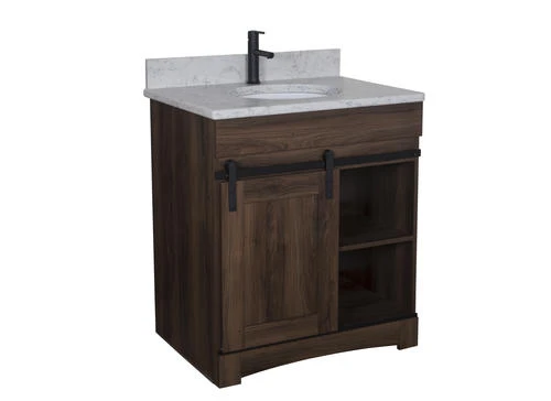 Dakota™ Sliding Barn Door 30"W X 21-5/8"D Bourbon Bathroom Vanity Cabinet 5 Dakota™ Sliding Barn Door 30"W X 21-5/8"D Bourbon Bathroom Vanity Cabinet - Image 5