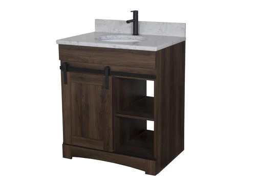 Dakota™ Sliding Barn Door 30"W X 21-5/8"D Bourbon Bathroom Vanity Cabinet 6 Dakota™ Sliding Barn Door 30"W X 21-5/8"D Bourbon Bathroom Vanity Cabinet - Image 6
