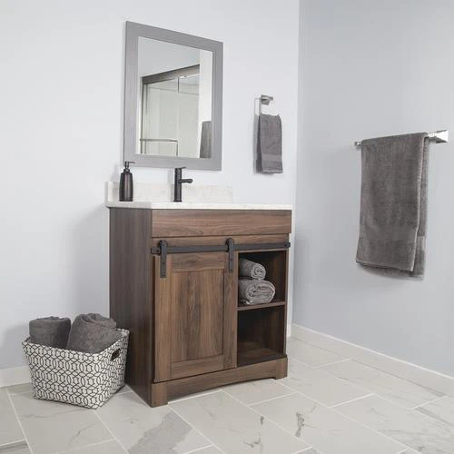 Dakota™ Sliding Barn Door 30"W X 21-5/8"D Bourbon Bathroom Vanity Cabinet 2 Dakota™ Sliding Barn Door 30"W X 21-5/8"D Bourbon Bathroom Vanity Cabinet - Image 2