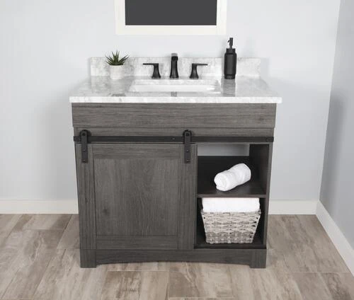 Dakota™ Sliding Barn Door 36"W X 21-5/8"D Charcoal Bathroom Vanity Cabinet 10 Dakota™ Sliding Barn Door 36"W X 21-5/8"D Charcoal Bathroom Vanity Cabinet - Image 10