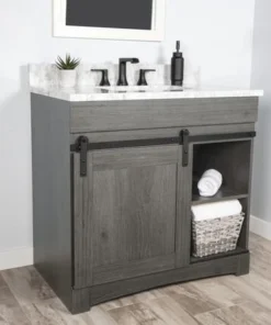 Dakota™ Sliding Barn Door 36"W X 21-5/8"D Charcoal Bathroom Vanity Cabinet 22 Dakota™ Sliding Barn Door 36"W X 21-5/8"D Charcoal Bathroom Vanity Cabinet -Dakota Store 6057843 11CM