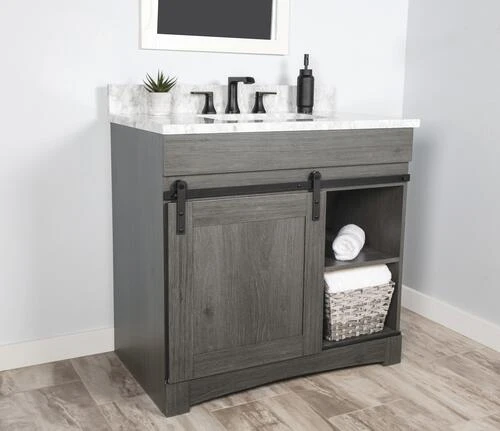 Dakota™ Sliding Barn Door 36"W X 21-5/8"D Charcoal Bathroom Vanity Cabinet 11 Dakota™ Sliding Barn Door 36"W X 21-5/8"D Charcoal Bathroom Vanity Cabinet - Image 11