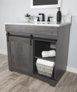 Dakota™ Sliding Barn Door 36"W X 21-5/8"D Charcoal Bathroom Vanity Cabinet 23 Dakota™ Sliding Barn Door 36"W X 21-5/8"D Charcoal Bathroom Vanity Cabinet -Dakota Store 6057843 12CM