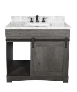 Dakota™ Sliding Barn Door 36"W X 21-5/8"D Charcoal Bathroom Vanity Cabinet