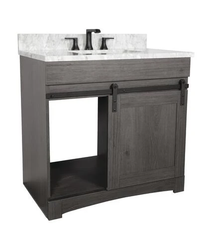 Dakota™ Sliding Barn Door 36"W X 21-5/8"D Charcoal Bathroom Vanity Cabinet 2 Dakota™ Sliding Barn Door 36"W X 21-5/8"D Charcoal Bathroom Vanity Cabinet - Image 2