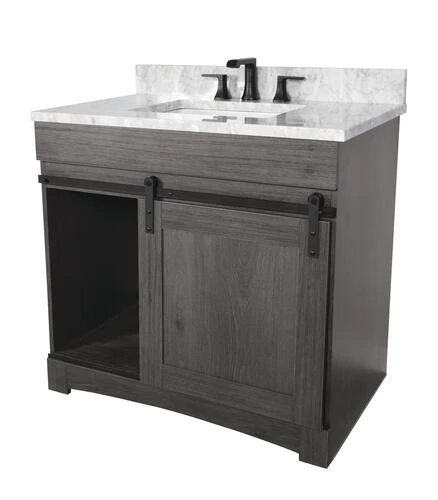 Dakota™ Sliding Barn Door 36"W X 21-5/8"D Charcoal Bathroom Vanity Cabinet 3 Dakota™ Sliding Barn Door 36"W X 21-5/8"D Charcoal Bathroom Vanity Cabinet - Image 3