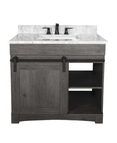 Dakota™ Sliding Barn Door 36"W X 21-5/8"D Charcoal Bathroom Vanity Cabinet 4 Dakota™ Sliding Barn Door 36"W X 21-5/8"D Charcoal Bathroom Vanity Cabinet - Image 4
