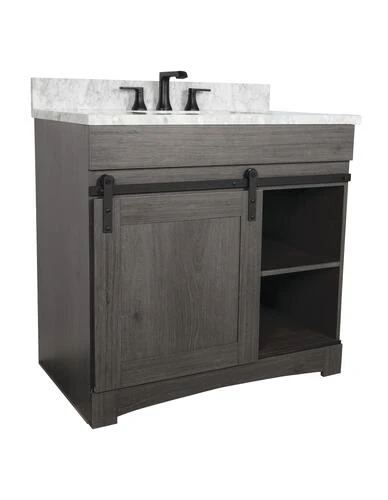 Dakota™ Sliding Barn Door 36"W X 21-5/8"D Charcoal Bathroom Vanity Cabinet 5 Dakota™ Sliding Barn Door 36"W X 21-5/8"D Charcoal Bathroom Vanity Cabinet - Image 5