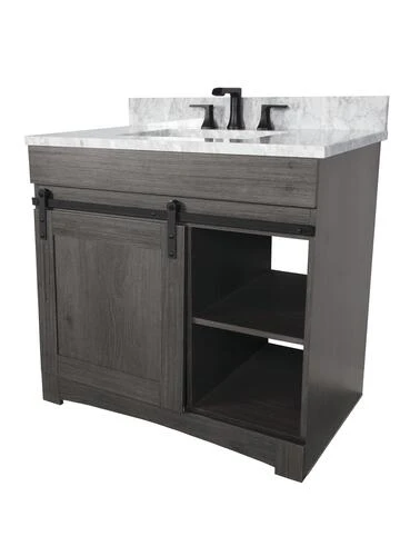 Dakota™ Sliding Barn Door 36"W X 21-5/8"D Charcoal Bathroom Vanity Cabinet 6 Dakota™ Sliding Barn Door 36"W X 21-5/8"D Charcoal Bathroom Vanity Cabinet - Image 6
