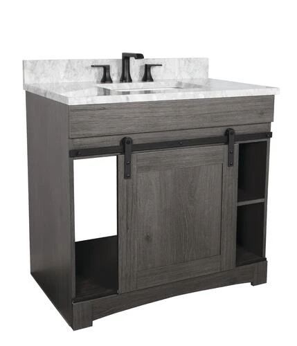 Dakota™ Sliding Barn Door 36"W X 21-5/8"D Charcoal Bathroom Vanity Cabinet 8 Dakota™ Sliding Barn Door 36"W X 21-5/8"D Charcoal Bathroom Vanity Cabinet - Image 8