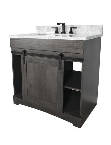Dakota™ Sliding Barn Door 36"W X 21-5/8"D Charcoal Bathroom Vanity Cabinet 9 Dakota™ Sliding Barn Door 36"W X 21-5/8"D Charcoal Bathroom Vanity Cabinet - Image 9
