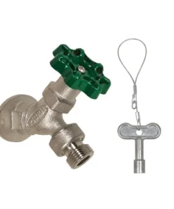 Prier® 1/2" MIP Satin Nickel Handle And Key-Operated Anti-Siphon Angle Sill Faucet